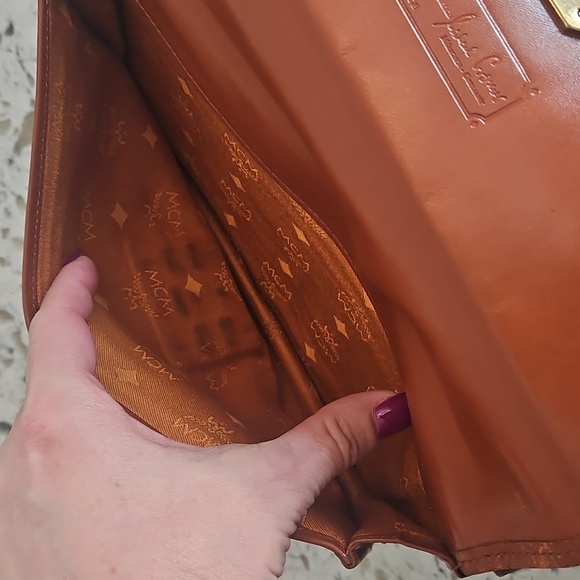 MCM Cognac Leather Wallet with Gold Accents - Picture 10 of 16